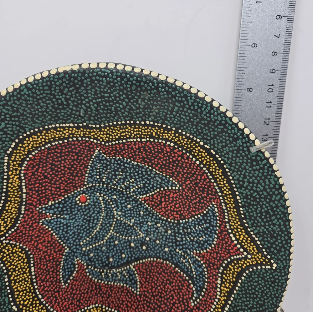 Ceramic Handmade Medium Bowl Decorative Art Dot Painted Fish Ocean Beach